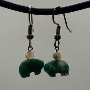 Green bear earings